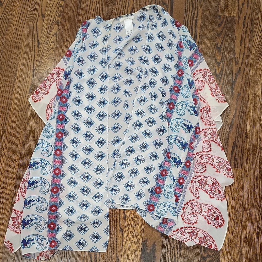 Maurices Blue and Cream Patterned Kimono Top One Size Women's